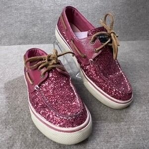 Sperry Top-Sider Sz 7 Boat Shoes Glitter‎ Pink Sparkle Casual Slip On Women's